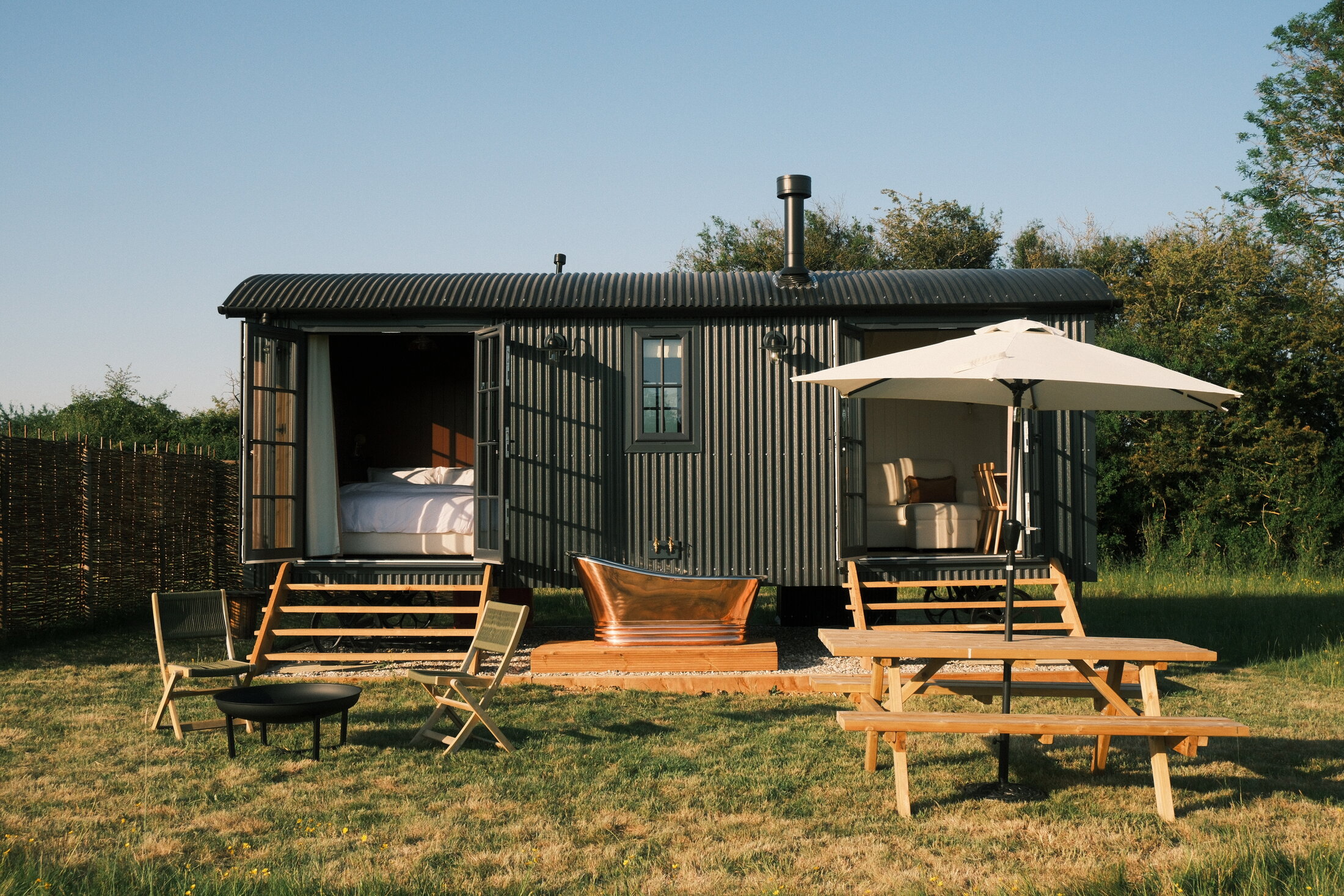 Owls Perch shepherd's hut with copper bath